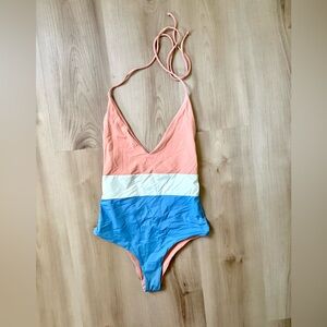 Tavik Women's Coral White and Blue Reversible Chase One Piece Swimsuit size S